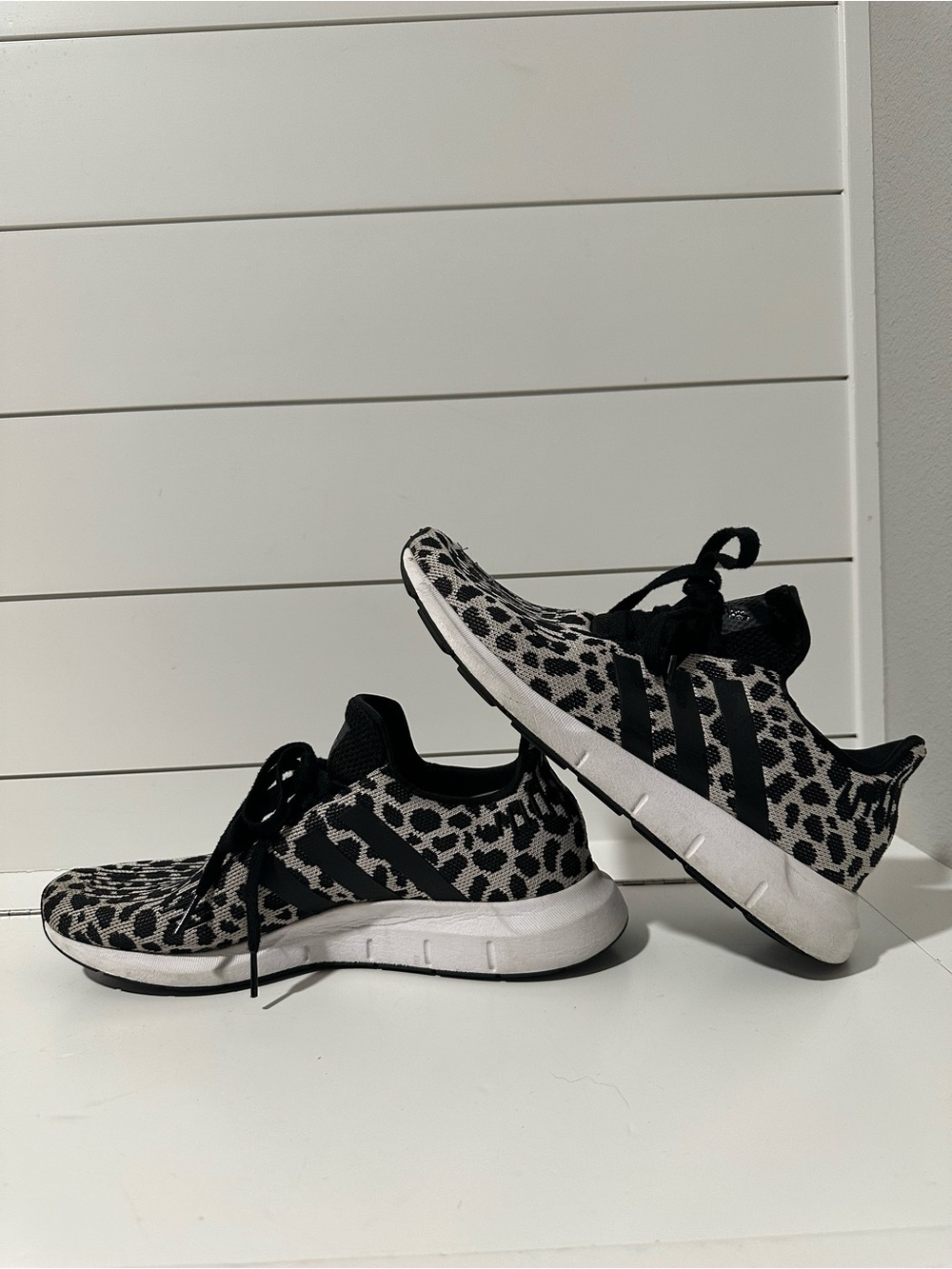 Black & White Leopard Print Athletic Sneakers